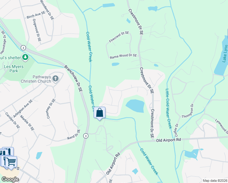 map of restaurants, bars, coffee shops, grocery stores, and more near 1172 Tangle Ridge Drive Southeast in Concord