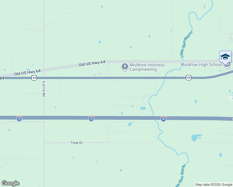 map of restaurants, bars, coffee shops, grocery stores, and more near 1921 Fisher Road in Muldrow