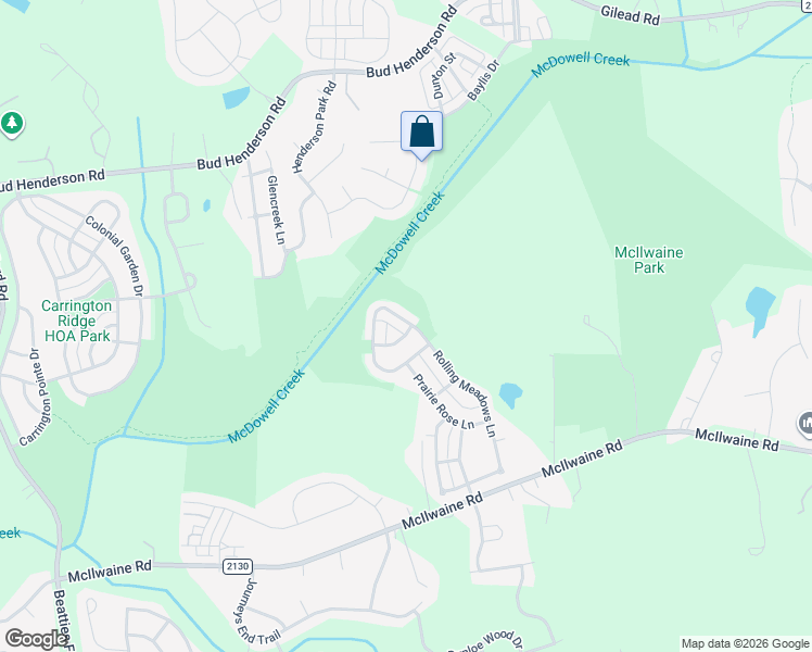 map of restaurants, bars, coffee shops, grocery stores, and more near 8126 Rolling Meadows Lane in Huntersville