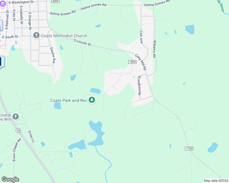 map of restaurants, bars, coffee shops, grocery stores, and more near 42 Browning Circle in Coats