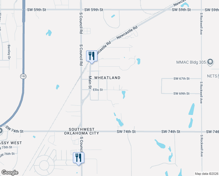 map of restaurants, bars, coffee shops, grocery stores, and more near 6930 Morava Avenue in Oklahoma City