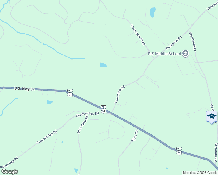 map of restaurants, bars, coffee shops, grocery stores, and more near 201 Thompson Road in Rutherfordton