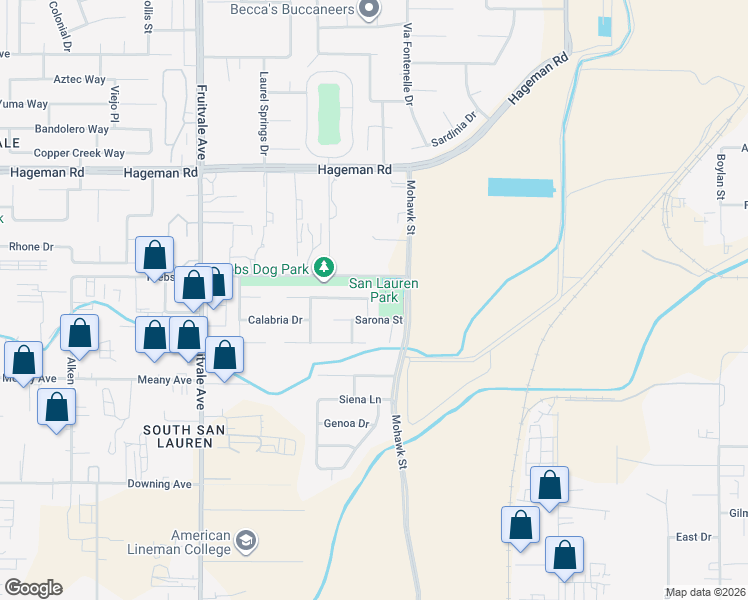 map of restaurants, bars, coffee shops, grocery stores, and more near 4016 Viverone Lane in Bakersfield