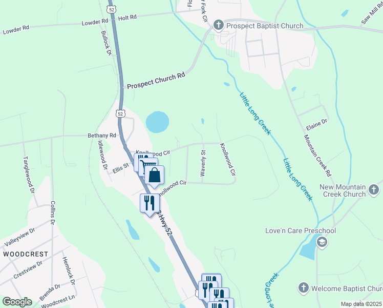 map of restaurants, bars, coffee shops, grocery stores, and more near 2228 Goodman Drive in Albemarle