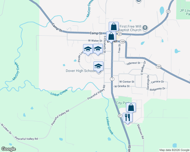map of restaurants, bars, coffee shops, grocery stores, and more near 101 Pirates Loop in Dover