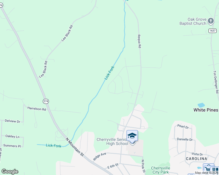 map of restaurants, bars, coffee shops, grocery stores, and more near 5060 Poplin Valley in Cherryville