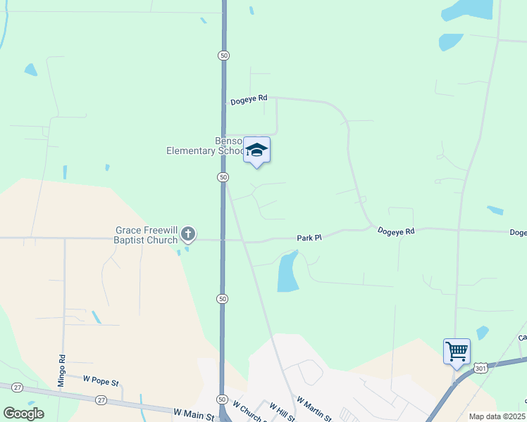 map of restaurants, bars, coffee shops, grocery stores, and more near 11 Atlantic Avenue in Benson