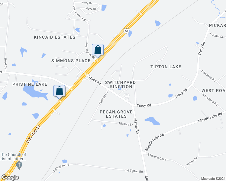 map of restaurants, bars, coffee shops, grocery stores, and more near 42 Vivian Way in Millington