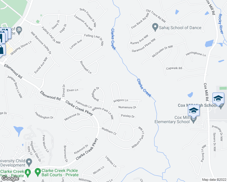 map of restaurants, bars, coffee shops, grocery stores, and more near 1020 Anduin Falls Drive in Charlotte