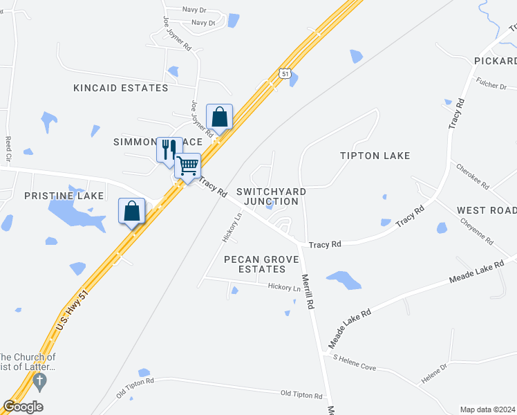 map of restaurants, bars, coffee shops, grocery stores, and more near 66 Vivian Way in Millington