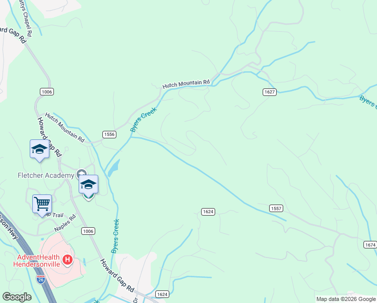 map of restaurants, bars, coffee shops, grocery stores, and more near 135 Amble Lane in Fletcher