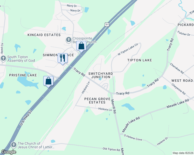 map of restaurants, bars, coffee shops, grocery stores, and more near 24 Vivian Way in Millington
