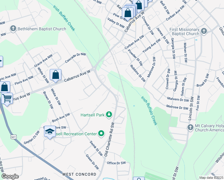 map of restaurants, bars, coffee shops, grocery stores, and more near 463 Old Charlotte Road Southwest in Concord