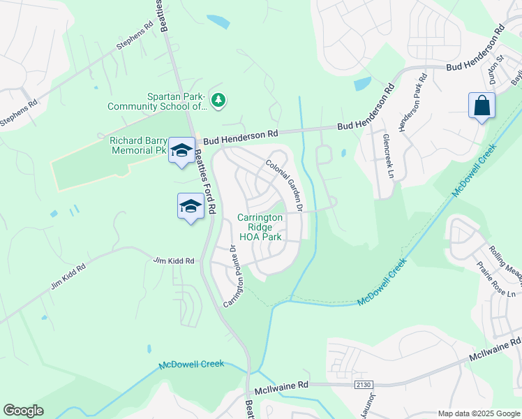 map of restaurants, bars, coffee shops, grocery stores, and more near 13303 Waverton Lane in Huntersville