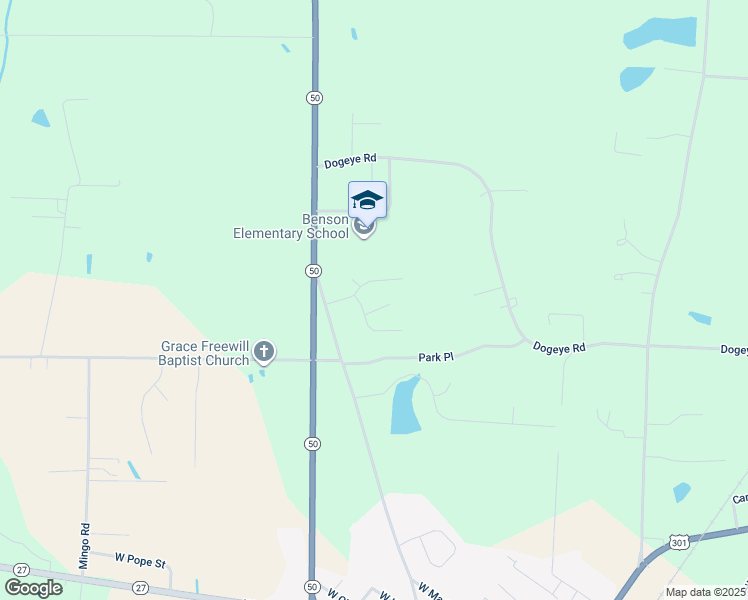 map of restaurants, bars, coffee shops, grocery stores, and more near 16 Boardwalk Avenue in Benson