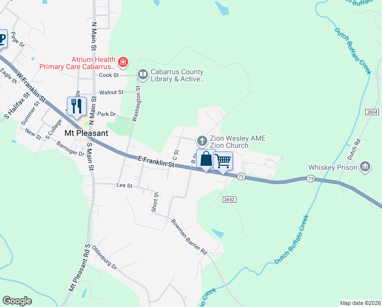 map of restaurants, bars, coffee shops, grocery stores, and more near 1434 B Street in Mount Pleasant