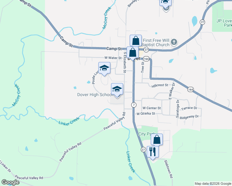 map of restaurants, bars, coffee shops, grocery stores, and more near 221 Davis Street in Dover