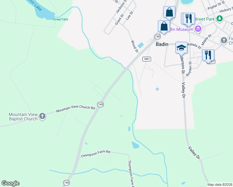 map of restaurants, bars, coffee shops, grocery stores, and more near 45625 Broadway Road in Albemarle