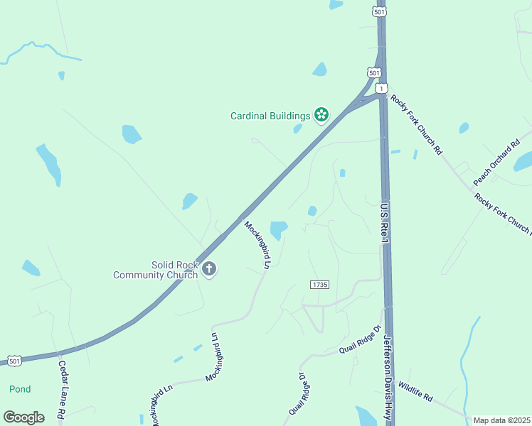 map of restaurants, bars, coffee shops, grocery stores, and more near 717 White Hill Road in Sanford
