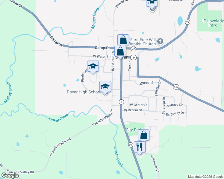 map of restaurants, bars, coffee shops, grocery stores, and more near 101 Pirates Loop in Dover
