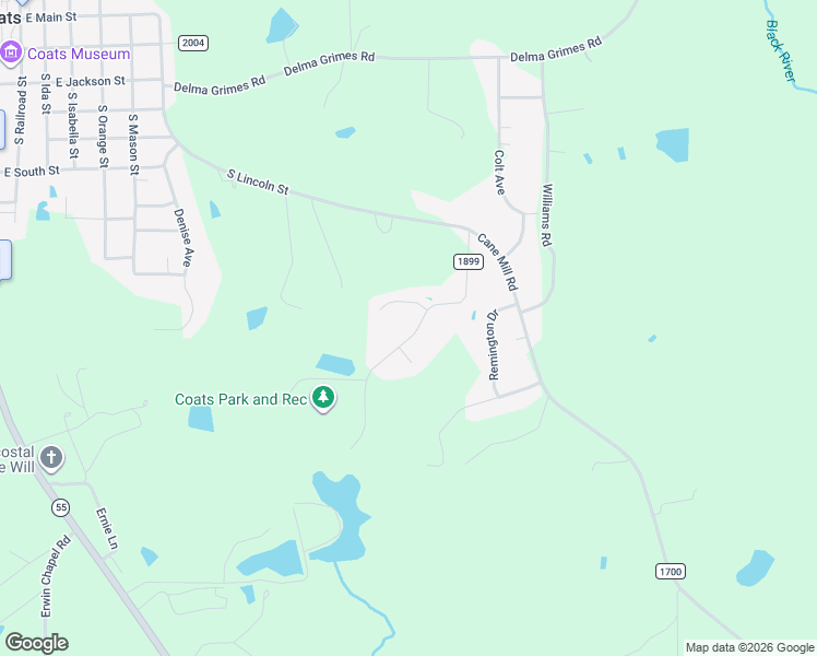 map of restaurants, bars, coffee shops, grocery stores, and more near 252 Park Lane in Coats