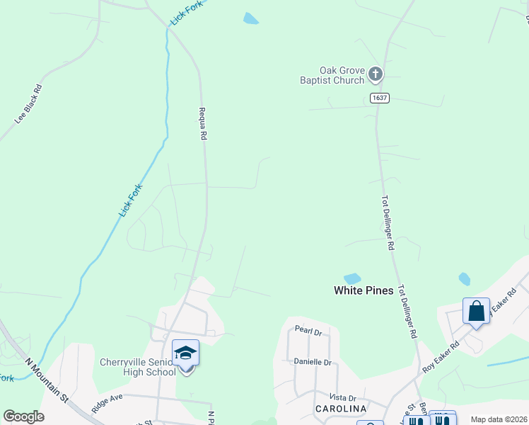 map of restaurants, bars, coffee shops, grocery stores, and more near 1224 Requa Road in Cherryville