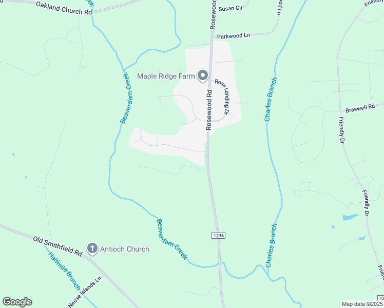 map of restaurants, bars, coffee shops, grocery stores, and more near 104 Autumn Winds Drive in Goldsboro