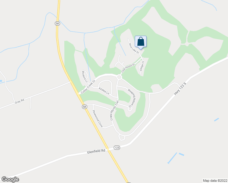 map of restaurants, bars, coffee shops, grocery stores, and more near 223 River Birch Court in Hookerton