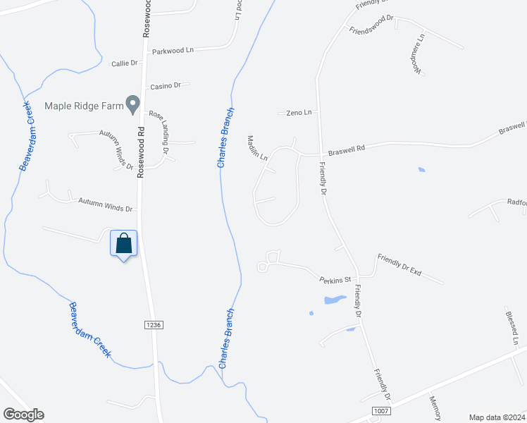 map of restaurants, bars, coffee shops, grocery stores, and more near 1105 Braswell Road in Goldsboro