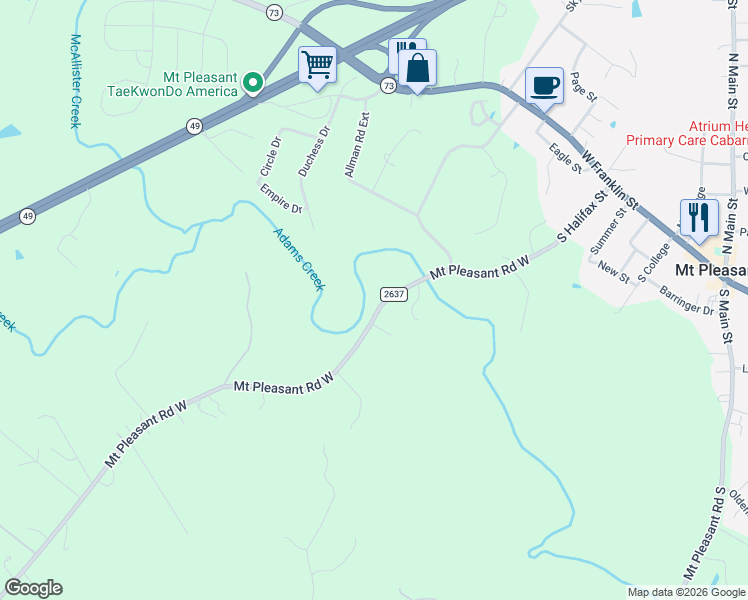 map of restaurants, bars, coffee shops, grocery stores, and more near 970 Mount Pleasant Road West in Mount Pleasant