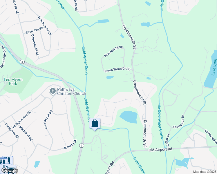 map of restaurants, bars, coffee shops, grocery stores, and more near 854 Crestmont Drive Southeast in Concord