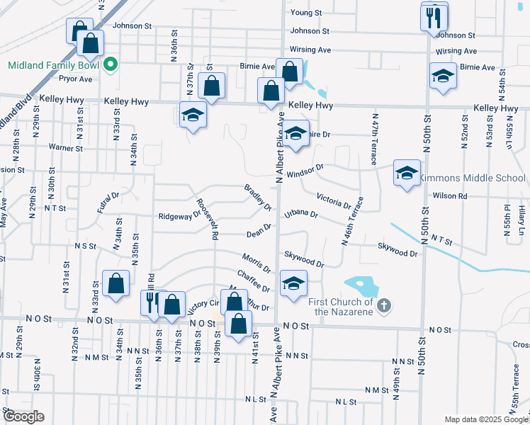 map of restaurants, bars, coffee shops, grocery stores, and more near 4110 Marshall Drive in Fort Smith