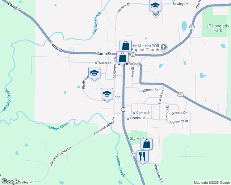 map of restaurants, bars, coffee shops, grocery stores, and more near 302 South Elizabeth Street in Dover