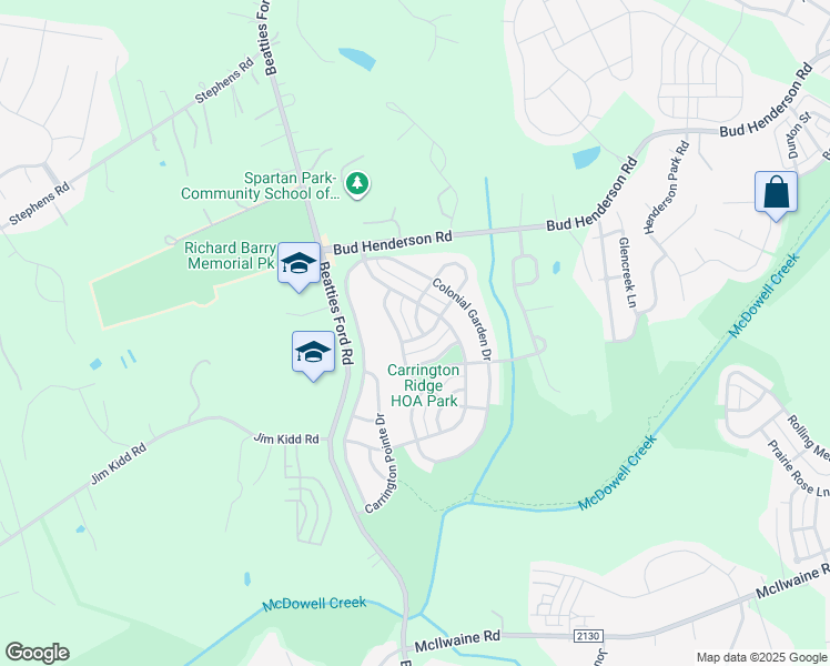 map of restaurants, bars, coffee shops, grocery stores, and more near 13303 Waverton Lane in Huntersville
