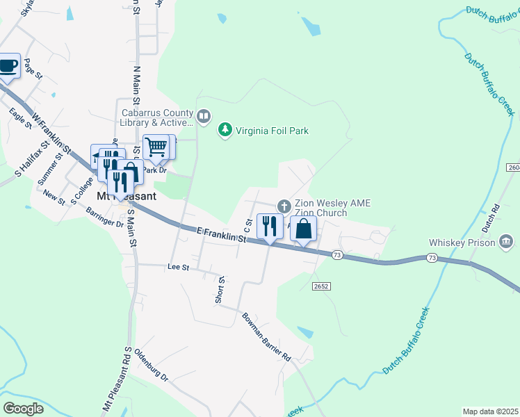 map of restaurants, bars, coffee shops, grocery stores, and more near 1434 B Street in Mount Pleasant