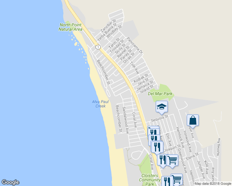 map of restaurants, bars, coffee shops, grocery stores, and more near 3128 Beachcomber Drive in Morro Bay