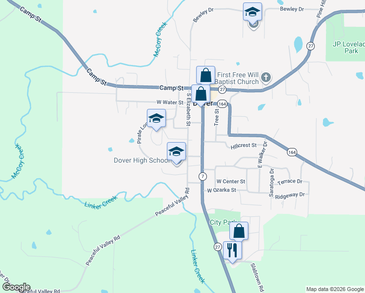 map of restaurants, bars, coffee shops, grocery stores, and more near 221 Davis Street in Dover