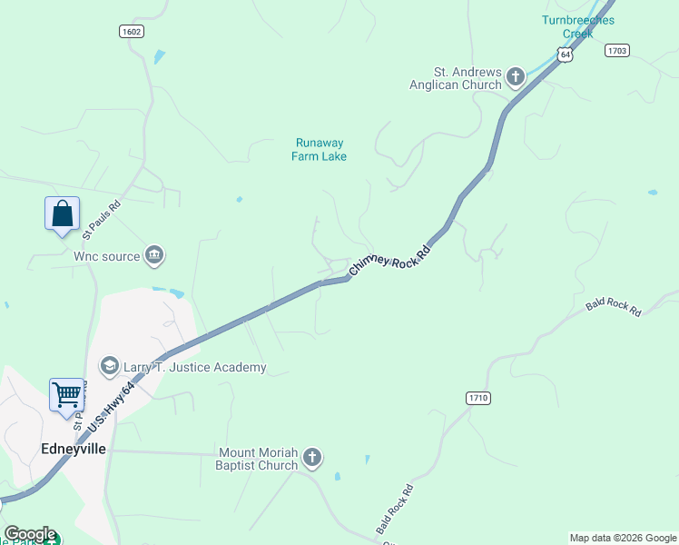 map of restaurants, bars, coffee shops, grocery stores, and more near 52 Baby Jane Lane in Hendersonville