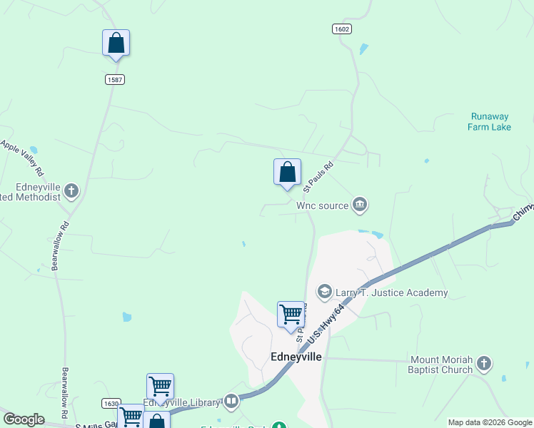 map of restaurants, bars, coffee shops, grocery stores, and more near 158 Dainty Lane in Hendersonville