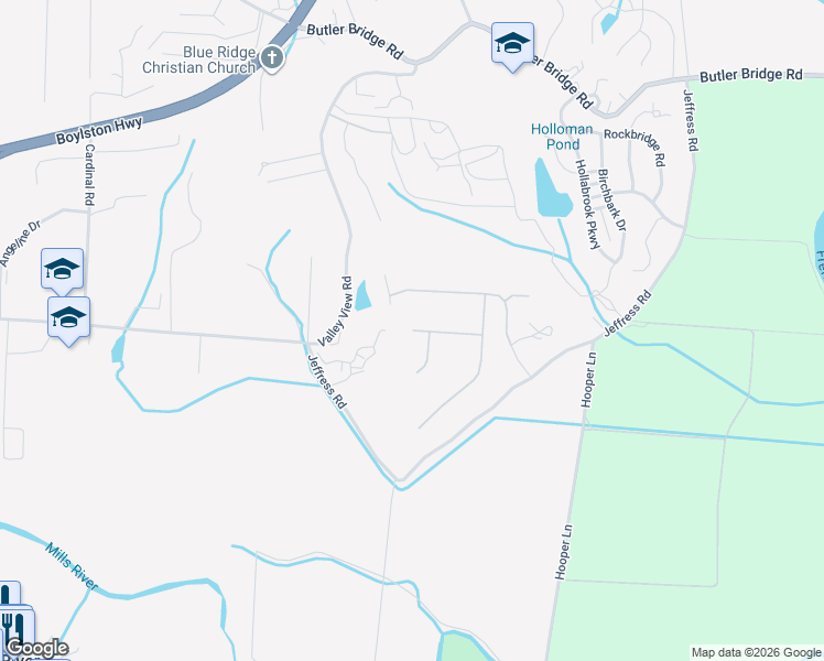map of restaurants, bars, coffee shops, grocery stores, and more near 62 Valley View Road in Mills River