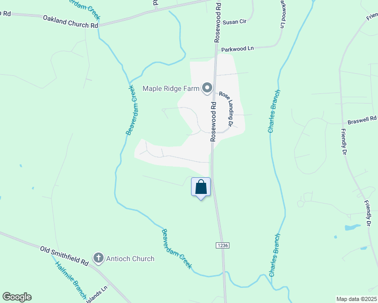 map of restaurants, bars, coffee shops, grocery stores, and more near 109 Autumn Winds Drive in Goldsboro