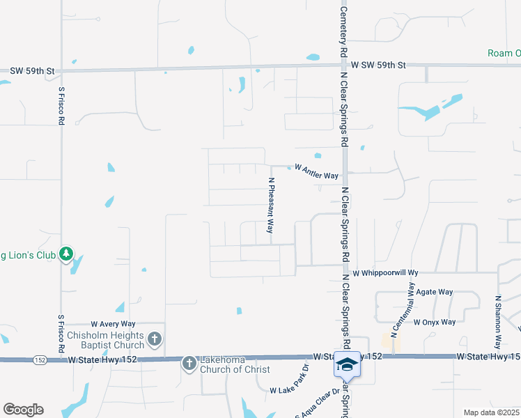 map of restaurants, bars, coffee shops, grocery stores, and more near 716 North Bobcat Way in Mustang
