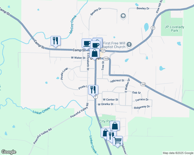 map of restaurants, bars, coffee shops, grocery stores, and more near 9344-9496 Market Street in Dover