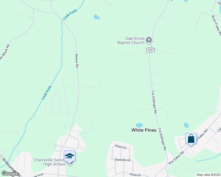 map of restaurants, bars, coffee shops, grocery stores, and more near 1224 Requa Road in Cherryville