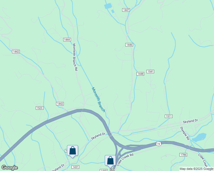 map of restaurants, bars, coffee shops, grocery stores, and more near 259 Goondock Drive in Sylva