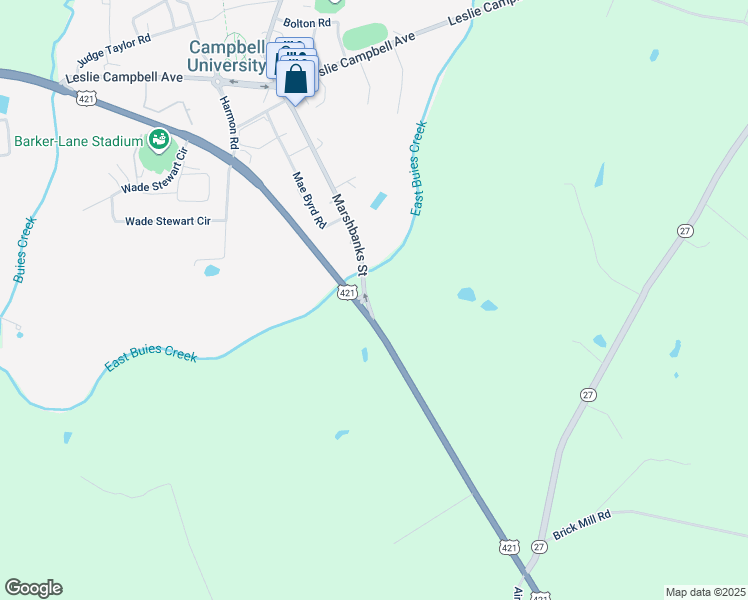 map of restaurants, bars, coffee shops, grocery stores, and more near 543 Marshbanks Street in Lillington