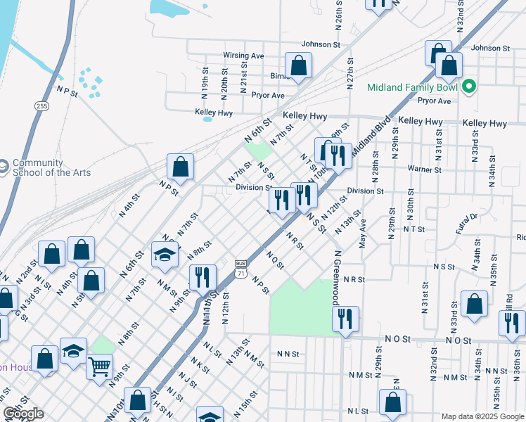 map of restaurants, bars, coffee shops, grocery stores, and more near 1834 North 8th Street in Fort Smith