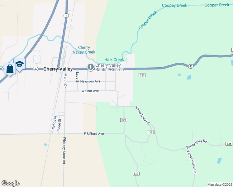 map of restaurants, bars, coffee shops, grocery stores, and more near 580 Walnut Avenue in Cherry Valley