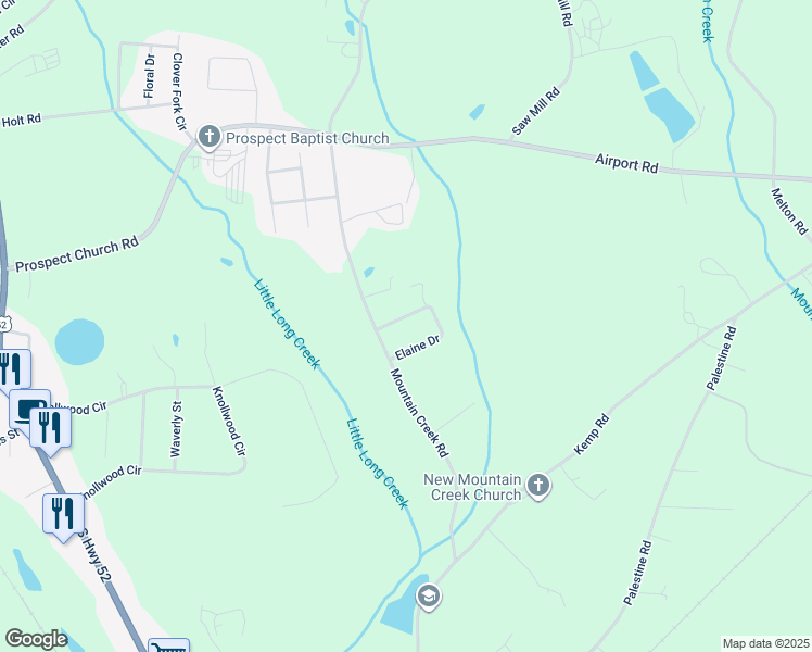 map of restaurants, bars, coffee shops, grocery stores, and more near 1014 Elaine Drive in Albemarle