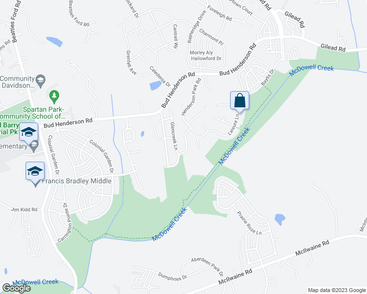 map of restaurants, bars, coffee shops, grocery stores, and more near 7517 Lullwater Cove in Huntersville
